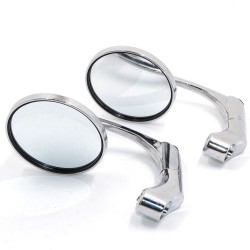 Universal motorcycle aluminum chrome round bar-end mirrors