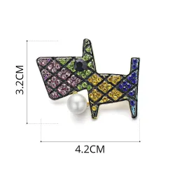 Colourful crystal dog brooch