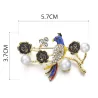 Parrot - kukka ja helmi kristalli brooch