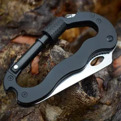 5 in 1 multifunctional tool with knife screwdriver aluminum climbing carabiner hook