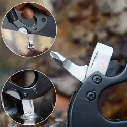 5 in 1 multifunctional tool with knife screwdriver aluminum climbing carabiner hook