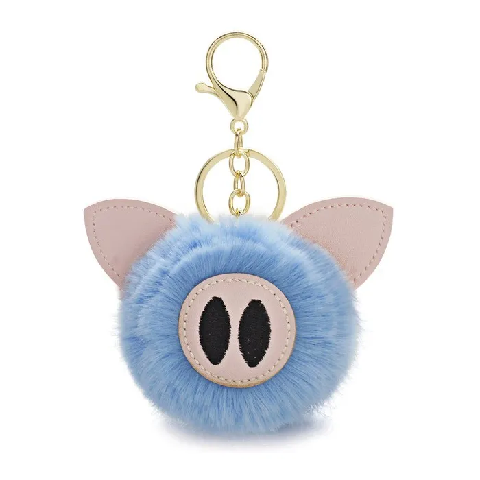 Pompom de pele - piggy - chaveiro