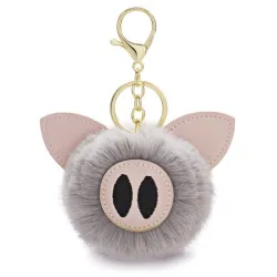 Fur pompom - piggy - avain