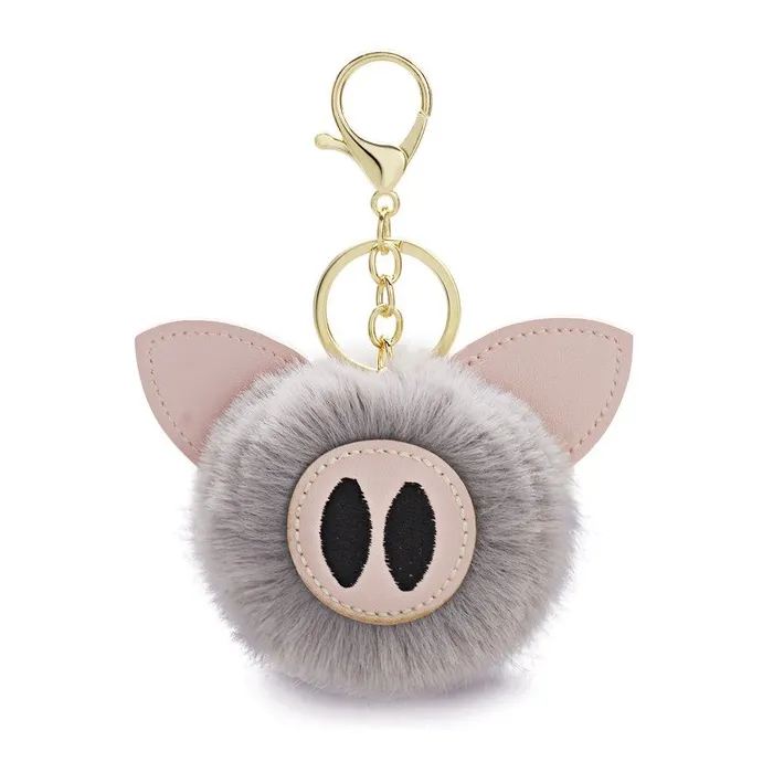 Fur pompom - piggy - avain