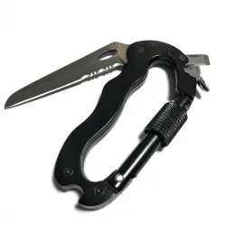 5 in 1 attrezzo multifunzionale con coltello cacciavite alluminio rampicante moschettone gancio