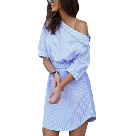 VestidosMás tamaño - fuera de hombro vestido rayado