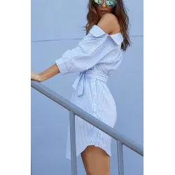 VestidosMás tamaño - fuera de hombro vestido rayado