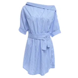 VestidosMás tamaño - fuera de hombro vestido rayado