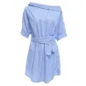 VestidosMás tamaño - fuera de hombro vestido rayado