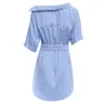 VestidosMás tamaño - fuera de hombro vestido rayado