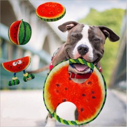 Cão frisbee - corda de lona - brinquedo de melancia - 19 cm