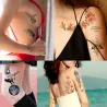 Autocollant de tatouage temporaire Fleur & oiseau