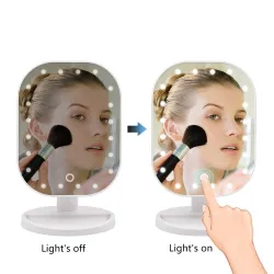 Folding adjustable LED make-up touch mirror