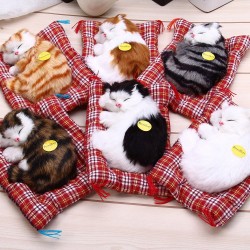Simulated animal sleeping cat plush toy with sound