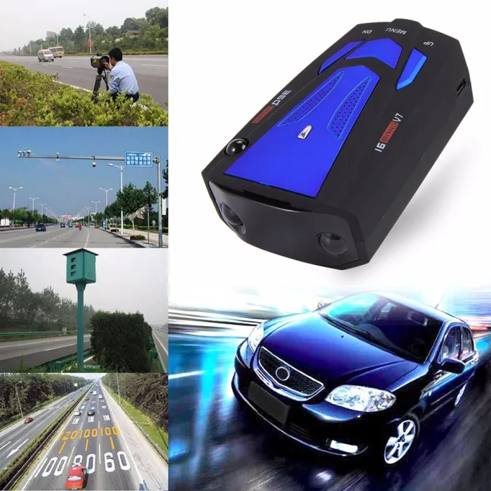 Detector de radarV7 16 LED pantalla coche anti radar láser detector de velocidad de alerta de voz