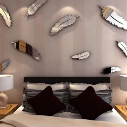 Pegatinas de pared3D plumas espejo pared pegatinas papel pintado