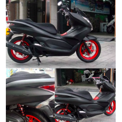 Moottoripyörä – skootter – matte black vinyl wrap tarra