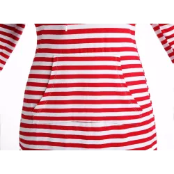 Vestido com capuz listrado com bolsos