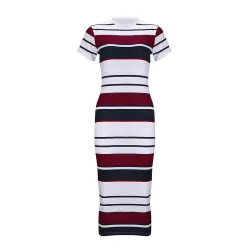 Striped Slim penna klänning midi
