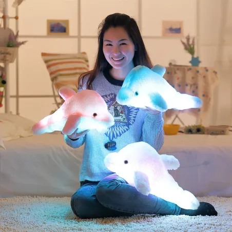 Animales de pelucheLuminoso juguete de muñeca de delfín LED de lujo 45 cm