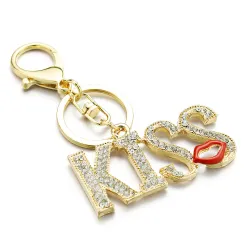 Kiss letters - crystal keychain