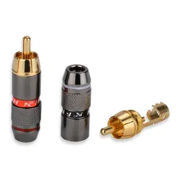 EnchufesAdaptador de enchufe macho RCA de oro con cable de audio 2 piezas