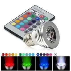 E14 - E27 RGB LED 3W lâmpada mutável de cor com controle remoto