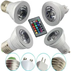 E14 - E27 RGB LED 3W couleur lampe modifiable avec télécommande