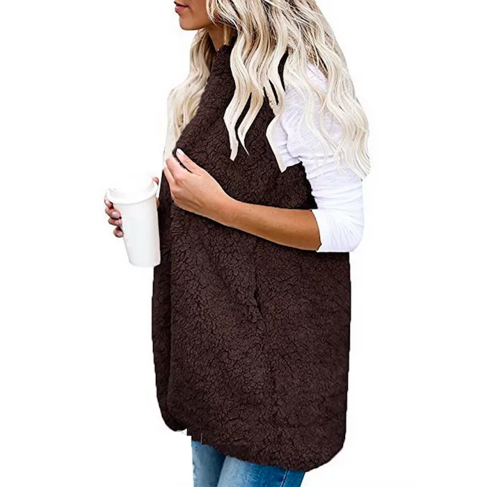 Fur vest - hooded body warmer - jacket