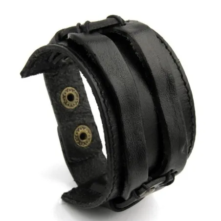 PulserasZapato de cuero doble brazalete de cuerda ancha unisex