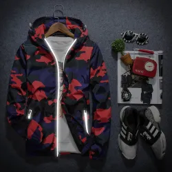 Camouflage veste capuche brise-vent unisexe