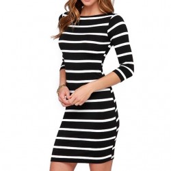Black & white striped spandex dress