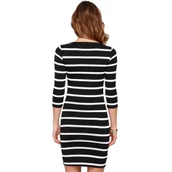 Robe élasthanne rayé noir