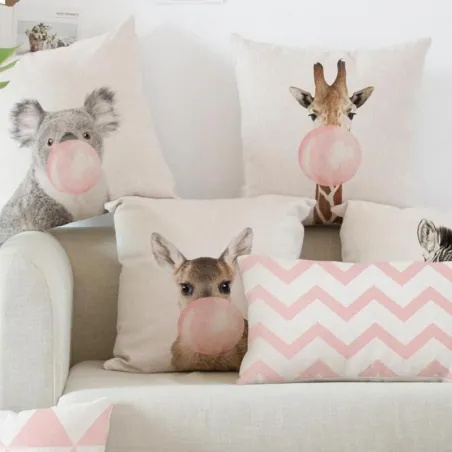 Pink Painettu Pillowcase Cushion
