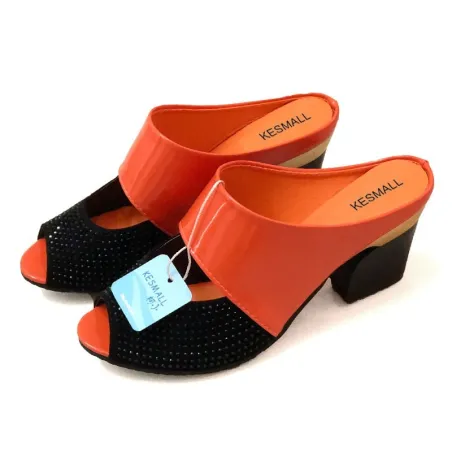 Rhinestones tjock häl flip flops sandaler