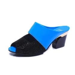 Strasss tallone spessa infradito sandali