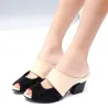 Strass épais talon flip flops sandales