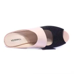 Rhinestones tjock häl flip flops sandaler