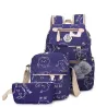 USB école de chargement backpack toile 3 pcs set