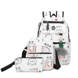 USB charging school backpack canvas 3 pcs set