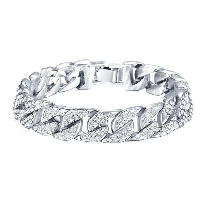 Pulseira de ouro / prata com zirconias unisex