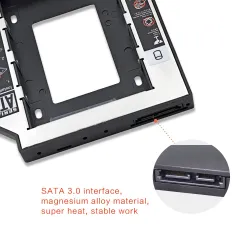 Unidades de disco duro9.5mm universal SATA Caddy SSD HDD 3.0 2.5" caja de seguridad del disco duro