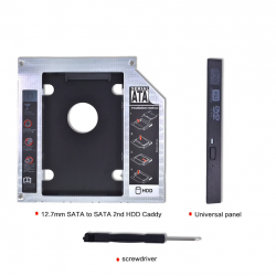 Universal aluminium SATA HDD Caddy 12.7mm box case enclosure optisk bay