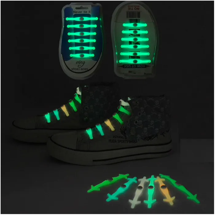 Leuchtende LED Leuchtschuhketten 12 Stück Set
