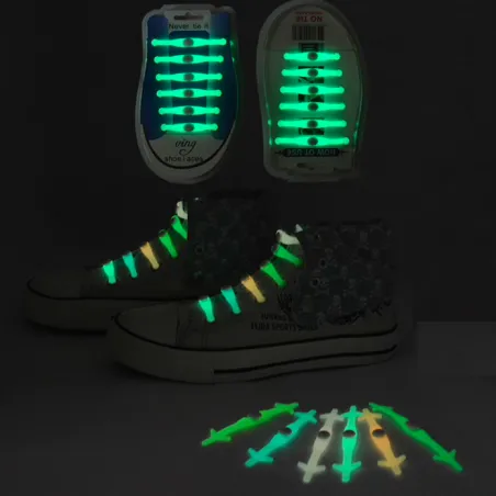 Silicone light up LED luminous shoelaces 12 pcs set