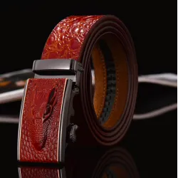 Genuine leather crocodile design belt