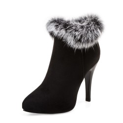 Ankle boots with winter fur and high heel