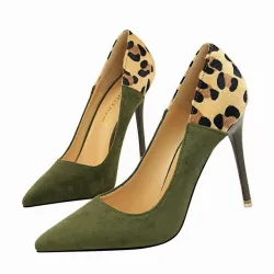 Suede high heel pumps