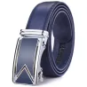 Genuine leather belt with automatic buckle