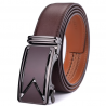 Genuine leather belt with automatic buckle